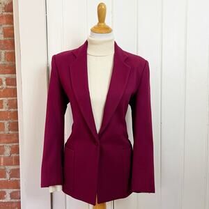Vintage 90s Alan Edwards Wool Blazer Pink Woolmark USA 10 Tailored Jacket